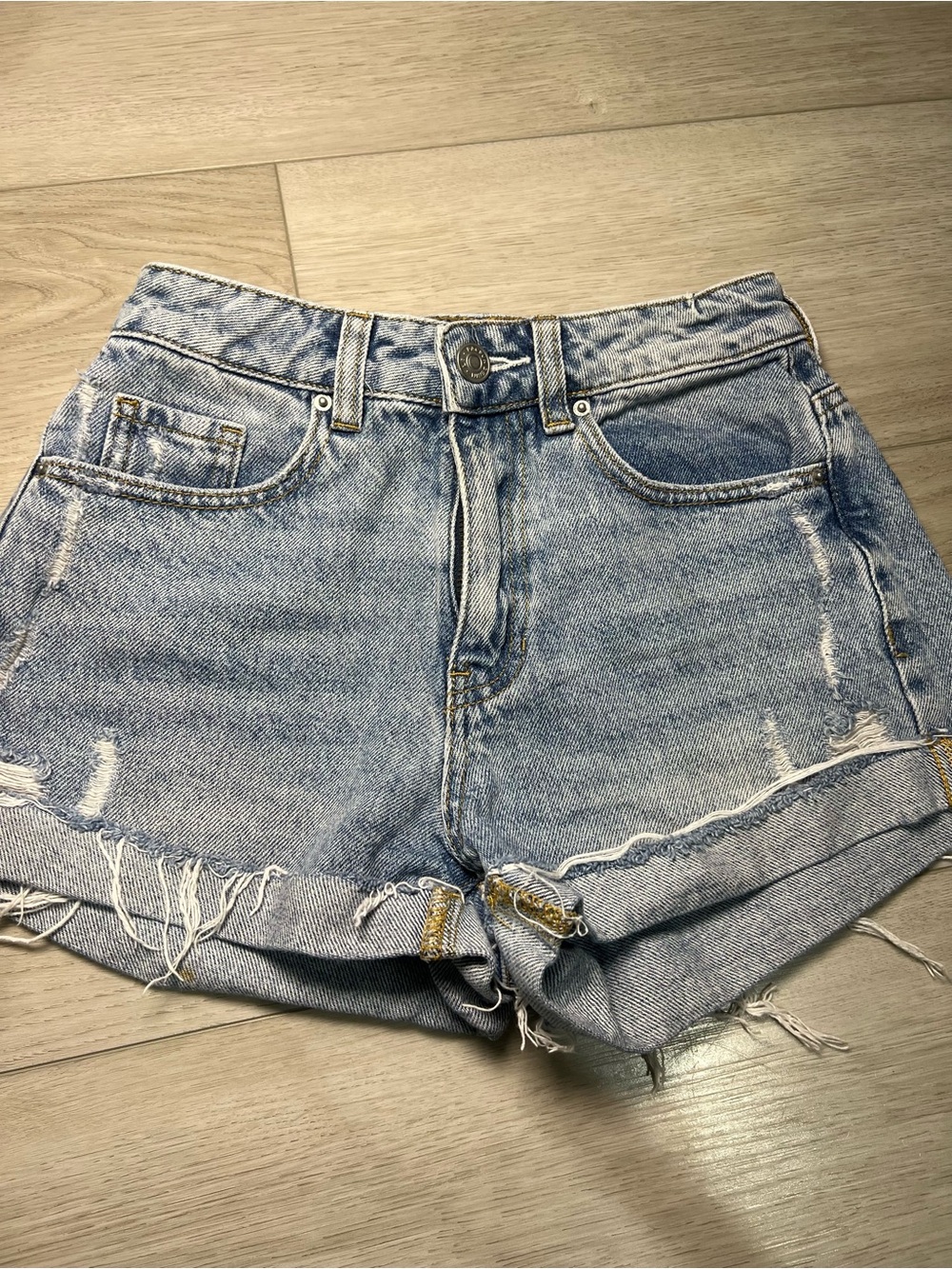 PacSun Light Blue Distressed Denim Cutoff Shorts